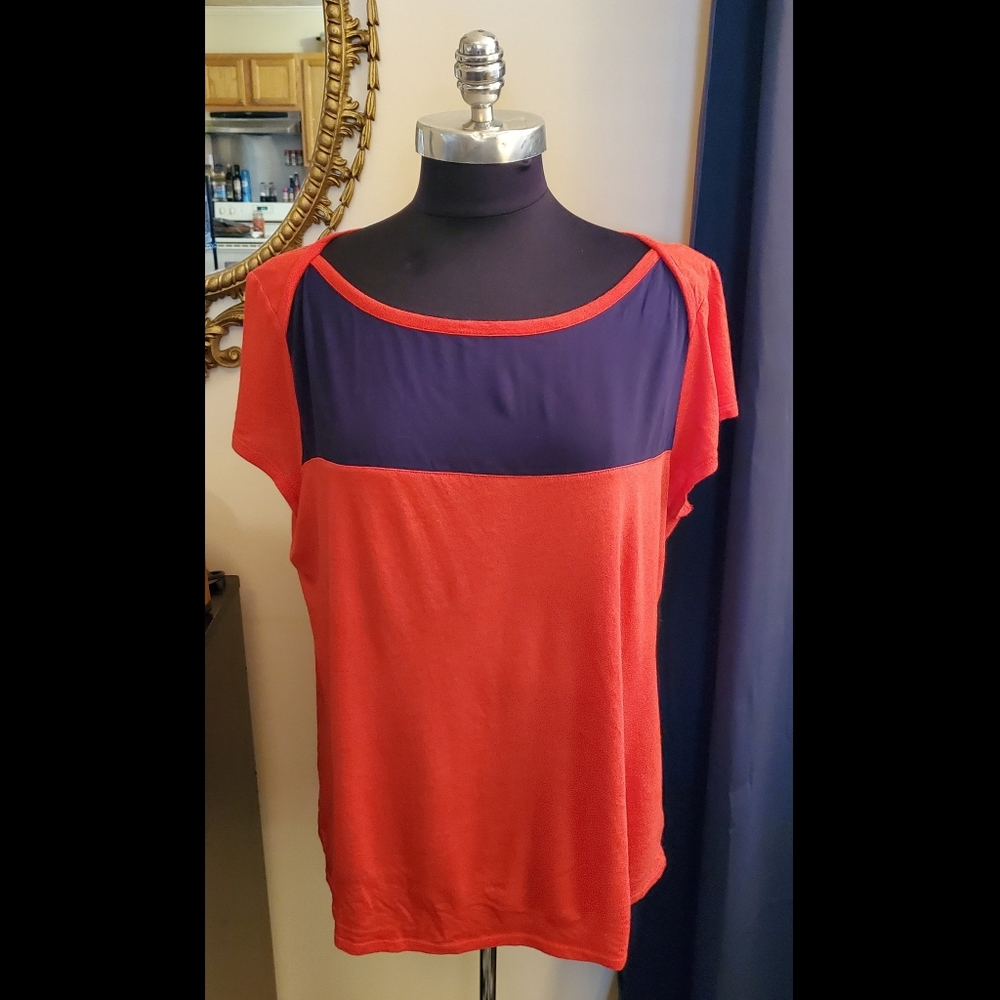 Merona XXL Orange and Navy Top